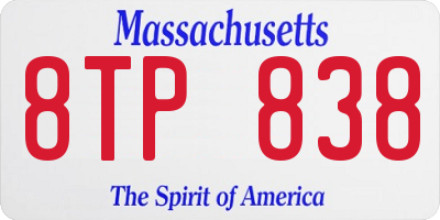 MA license plate 8TP838
