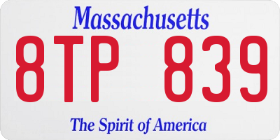 MA license plate 8TP839