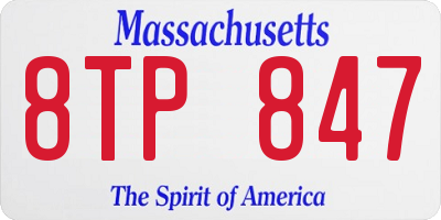 MA license plate 8TP847