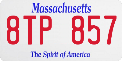 MA license plate 8TP857
