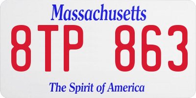 MA license plate 8TP863
