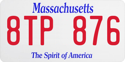 MA license plate 8TP876