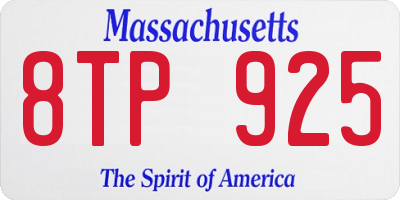 MA license plate 8TP925