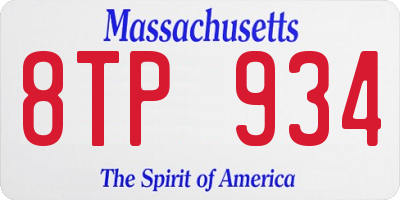 MA license plate 8TP934