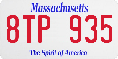 MA license plate 8TP935