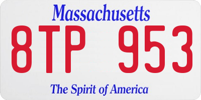MA license plate 8TP953