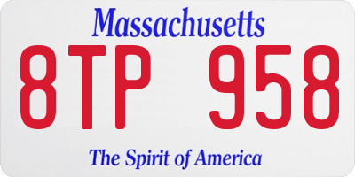 MA license plate 8TP958