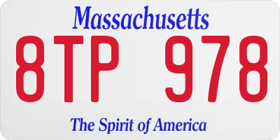 MA license plate 8TP978