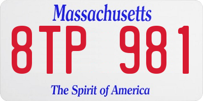 MA license plate 8TP981