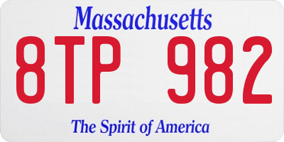 MA license plate 8TP982