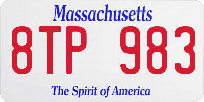 MA license plate 8TP983