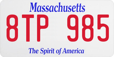 MA license plate 8TP985