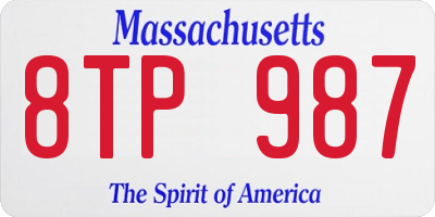 MA license plate 8TP987