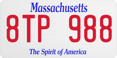 MA license plate 8TP988