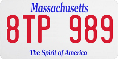 MA license plate 8TP989