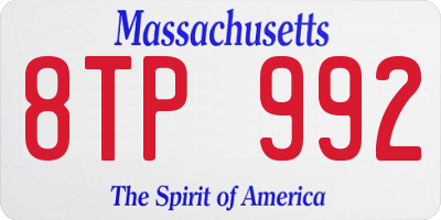 MA license plate 8TP992