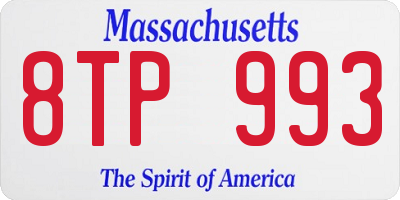 MA license plate 8TP993