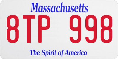 MA license plate 8TP998