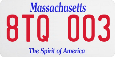 MA license plate 8TQ003