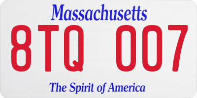 MA license plate 8TQ007