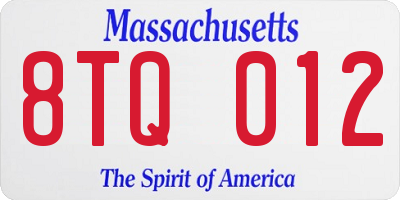 MA license plate 8TQ012