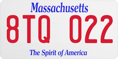MA license plate 8TQ022