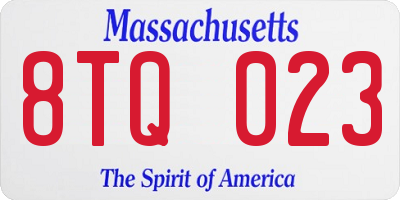 MA license plate 8TQ023