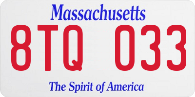 MA license plate 8TQ033