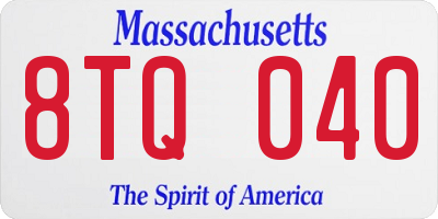 MA license plate 8TQ040