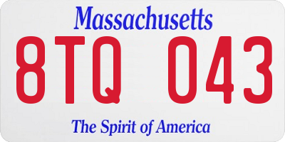 MA license plate 8TQ043