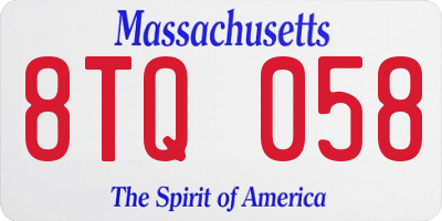 MA license plate 8TQ058