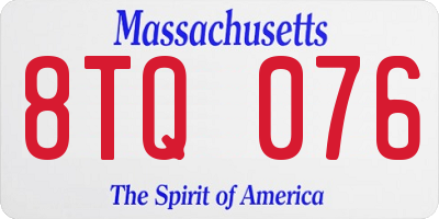 MA license plate 8TQ076