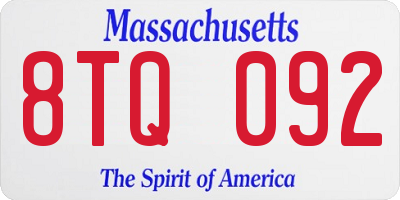 MA license plate 8TQ092