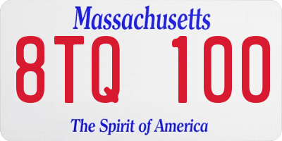 MA license plate 8TQ100