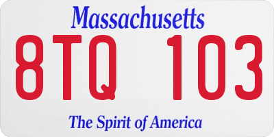 MA license plate 8TQ103