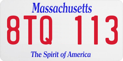 MA license plate 8TQ113