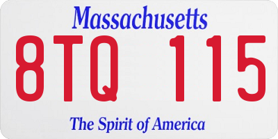 MA license plate 8TQ115
