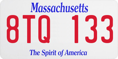 MA license plate 8TQ133