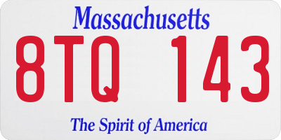 MA license plate 8TQ143