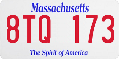 MA license plate 8TQ173