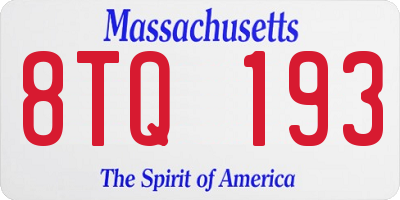 MA license plate 8TQ193
