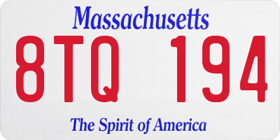 MA license plate 8TQ194