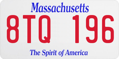 MA license plate 8TQ196