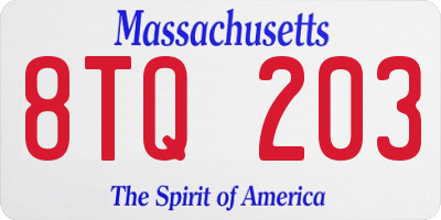 MA license plate 8TQ203