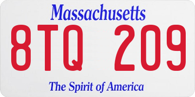MA license plate 8TQ209