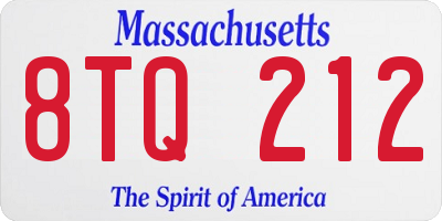 MA license plate 8TQ212