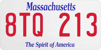 MA license plate 8TQ213