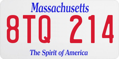 MA license plate 8TQ214