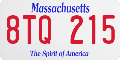 MA license plate 8TQ215
