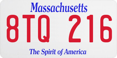 MA license plate 8TQ216